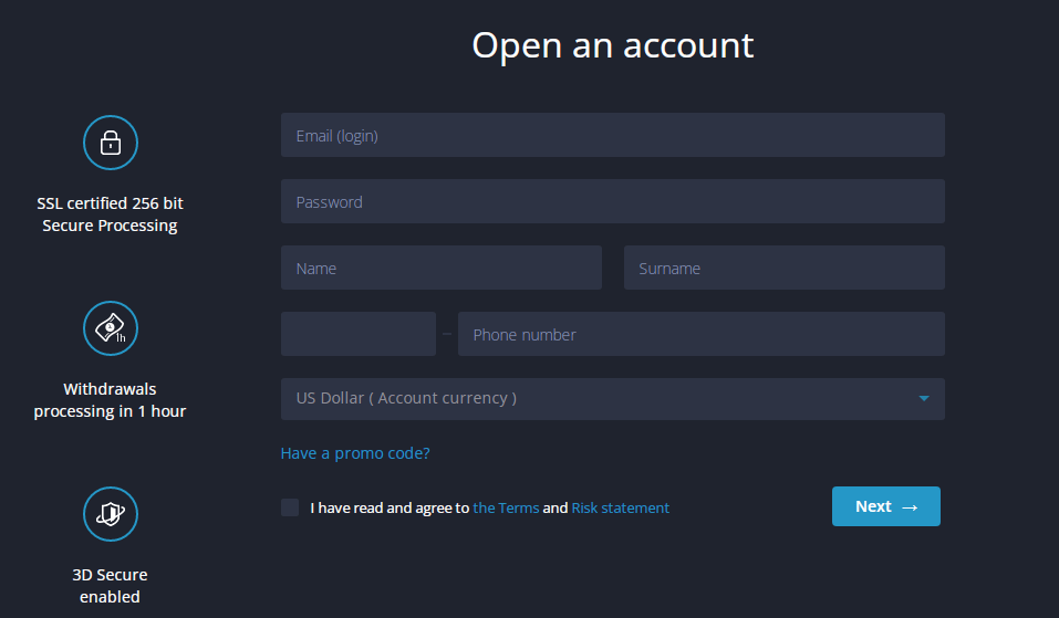 Registration form