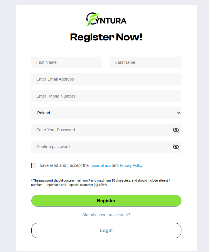 Fyntura - registration